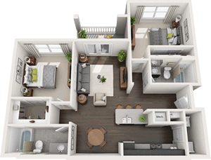 B1 - Two Bedroom / Two Bath
